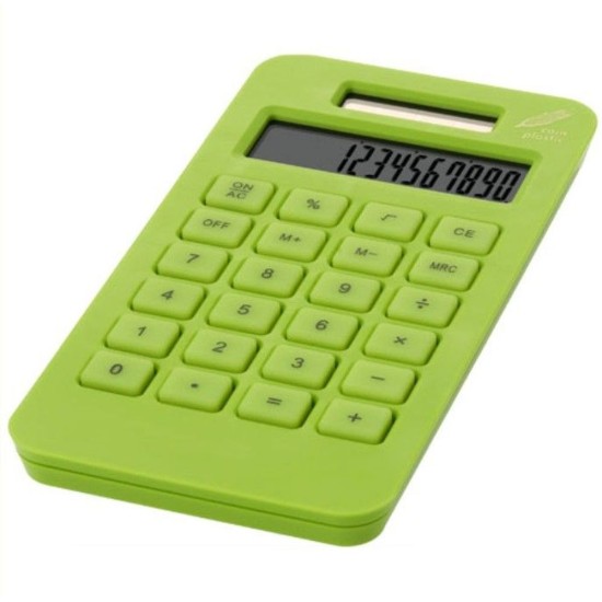 Кишеньковий калькулятор з пластику, колір зелене яблуко - 12341800