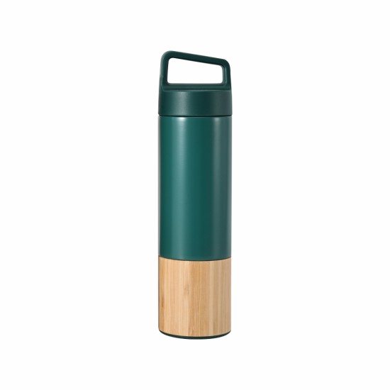 Термос Macao, вакуумний сталевий, 550 мл, колір малахітовий/бамбуковий - 20202-99