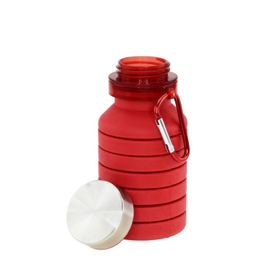 Пляшка для води Bergamo PAGODA, силіконова, 550 мл, колір червоний - 3000B-2