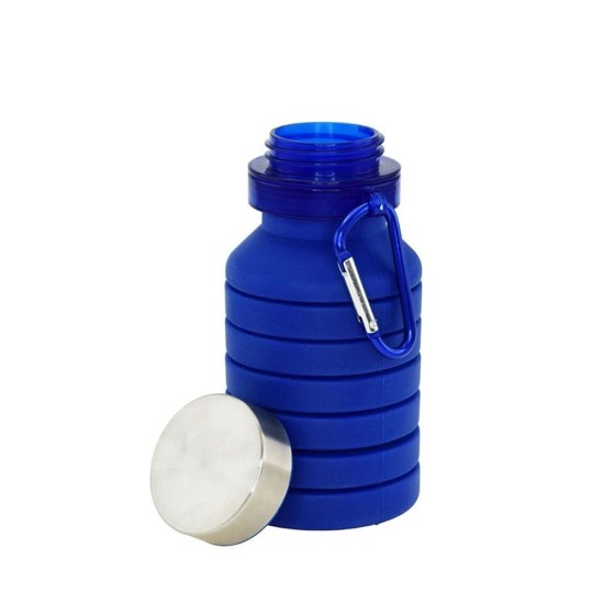 Пляшка для води Bergamo PAGODA, силіконова, 550 мл, колір синій - 3000B-3