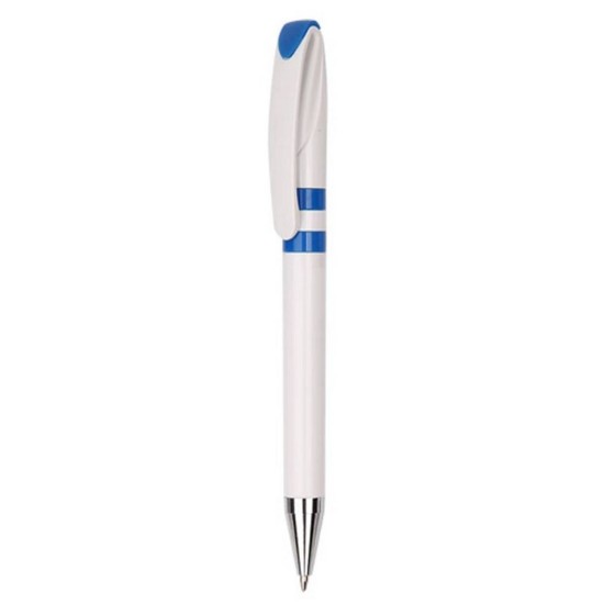Ручка пластикова, колір білий/синій - 3420B-3