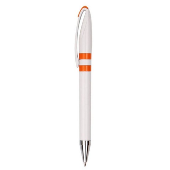 Ручка пластикова, колір білий/помаранчевий - 3420B-6