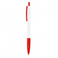 Ручка пластикова кулькова Bergamo Thin Pen, колір білий/червоний - 3505-2