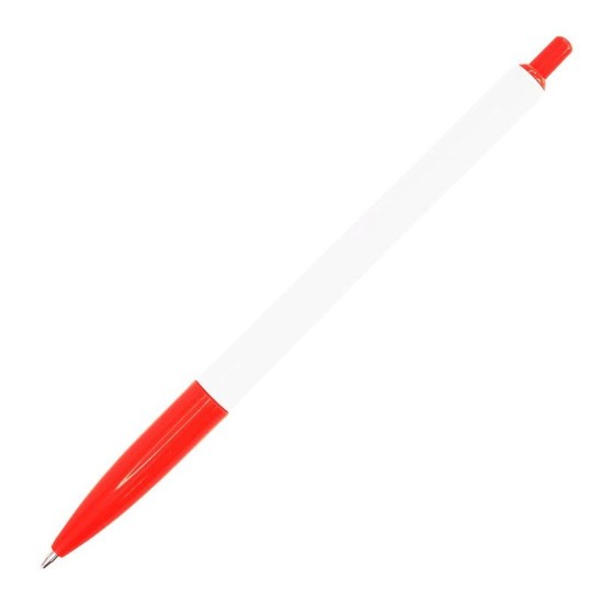Ручка пластикова, кулькова Bergamo Thin Pen, колір білий/червоний - 3505-2