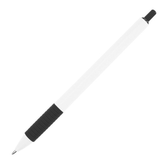 Ручка пластикова, кулькова Bergamo Tender, колір білий/чорний - 3510-1