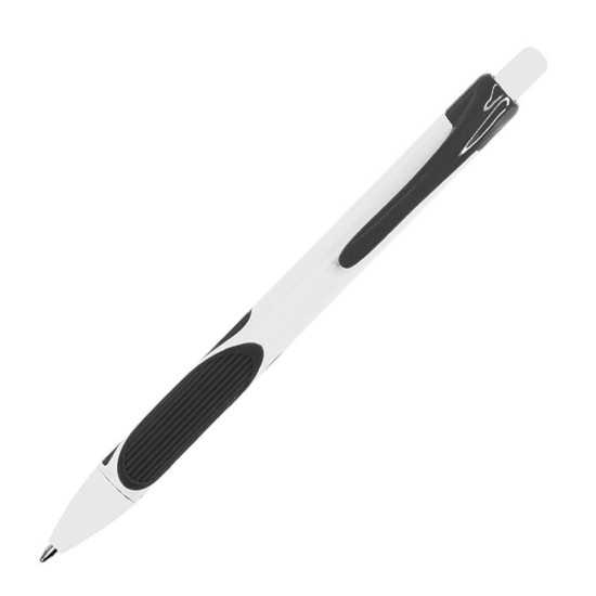 Ручка пластикова, кулькова Bergamo Relief, колір білий/чорний - 3520-1
