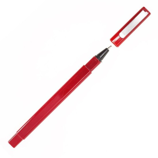 Ручка пластикова, кулькова Bergamo Qube, колір червоний - 3560-2