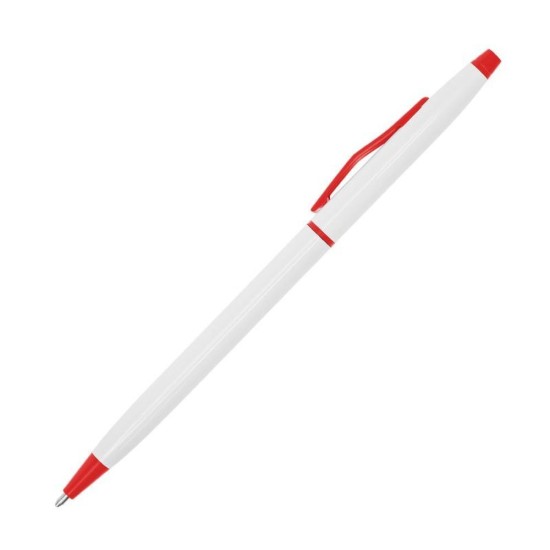 Ручка металева, колір білий/червоний - 9080-2
