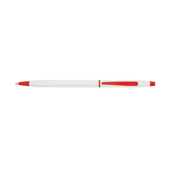 Ручка металева, колір білий/червоний - 9080-2