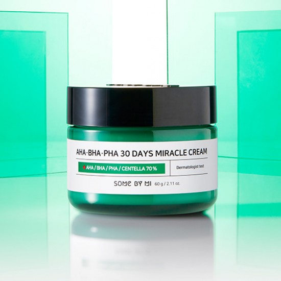 Кислотний крем для проблемної шкіри SOME BY MI AHA. BHA. PHA 30 Days Miracle Cream 60ml, колір зелений - SBM-07