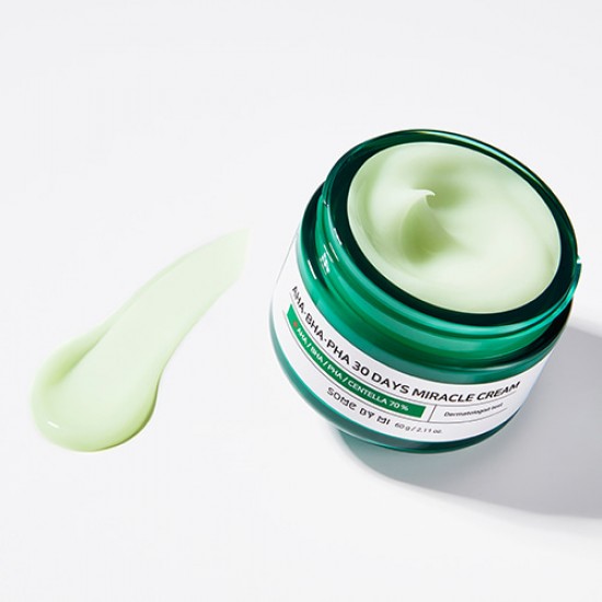 Кислотний крем для проблемної шкіри SOME BY MI AHA. BHA. PHA 30 Days Miracle Cream 60ml, колір зелений - SBM-07