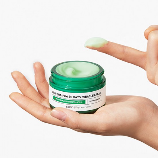 Кислотний крем для проблемної шкіри SOME BY MI AHA. BHA. PHA 30 Days Miracle Cream 60ml, колір зелений - SBM-07