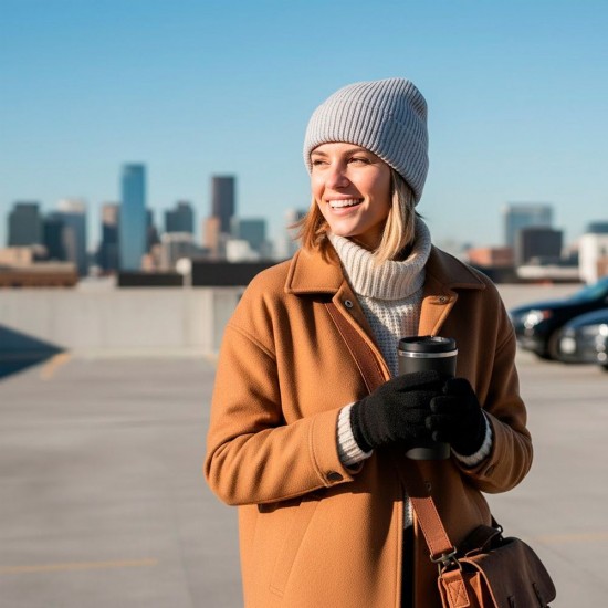 Шапка coFEE Wrap beanie, колір бежевий меланж - 3030.17 CO