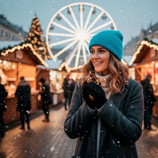 Шапка coFEE Wrap beanie, колір лазурний - 3030.59 CO