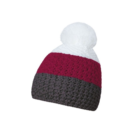 Шапка coFEE Cable knit, колір сірий/фіолетовий/білий - 3045-7