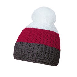 Шапка coFEE Cable knit, колір сірий/бордовий/білий - 3045-7
