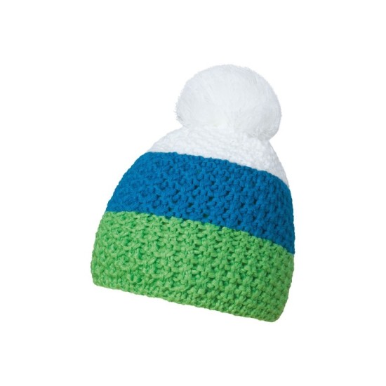 Шапка coFEE Cable knit, колір яскраво-зелений/бірюзовий/білий - 3045-9