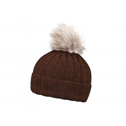 Шапка coFEE Rib fur, колір коричневий/бежевий - 3048-13