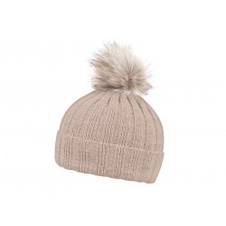 Шапка coFEE Rib fur, колір бежевий - 3048-17