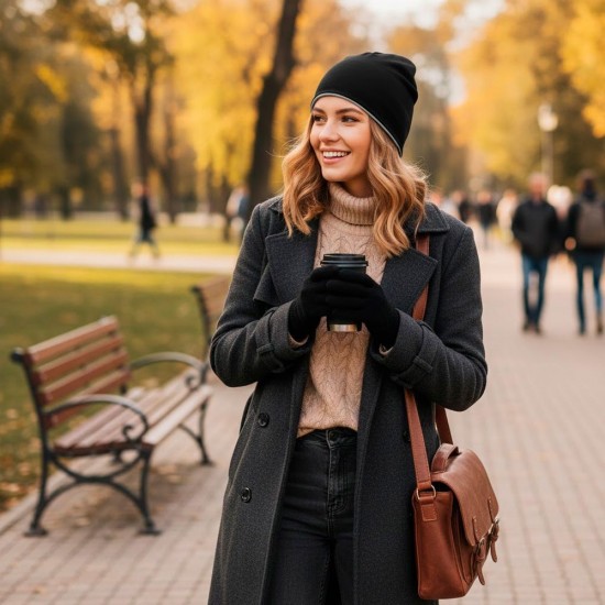 Шапка coFEE Contrasting jersey, колір чорний/попелястий сірий - 3049-3 CO