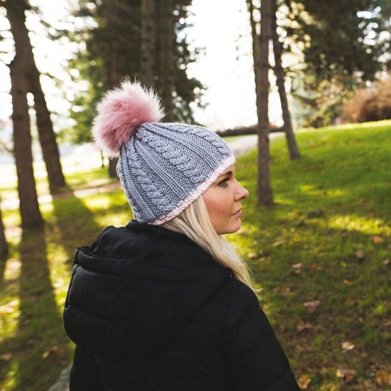Шапка coFEE Braid knit, колір сірий/рожевий - CO3060.7
