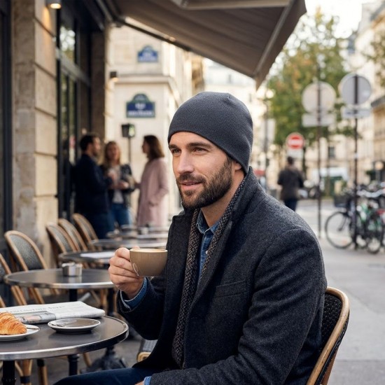 Шапка coFEE Pure beanie, колір сірий - 3080.7 CO