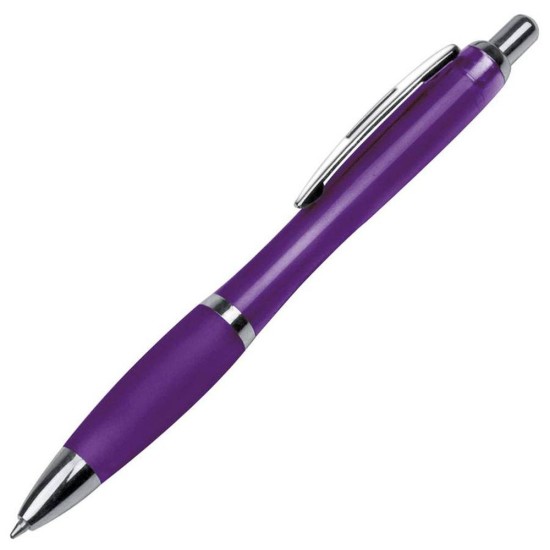 Ручка пластикова з металевими елементами, колір фіолетовий - 168212