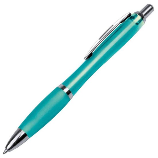Ручка пластикова з металевими елементами, колір бірюзовий - 168214