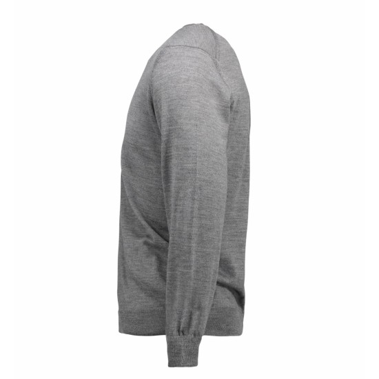 Пуловер чоловічий з V-вирізом ID BUSINESS, колір сірий меланж - 0640210