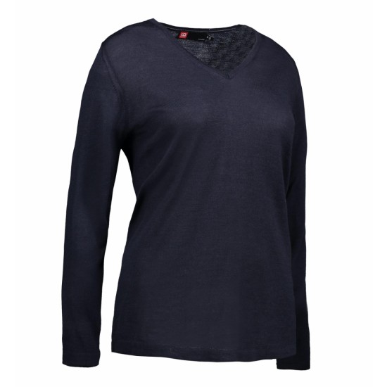 Пуловер жіночий з V-вирізом ID BUSINESS, колір темно-синій - 0641790