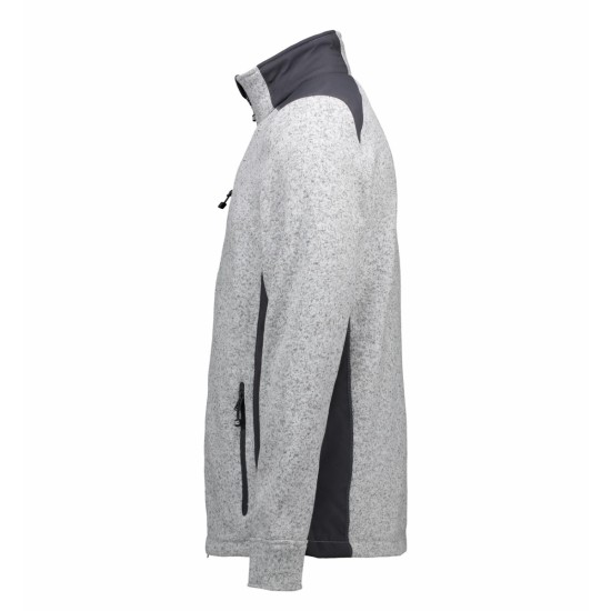 Куртка флісова чоловіча ID з контрастними вставками та коміром-стійкою, колір сірий меланж - 0850210