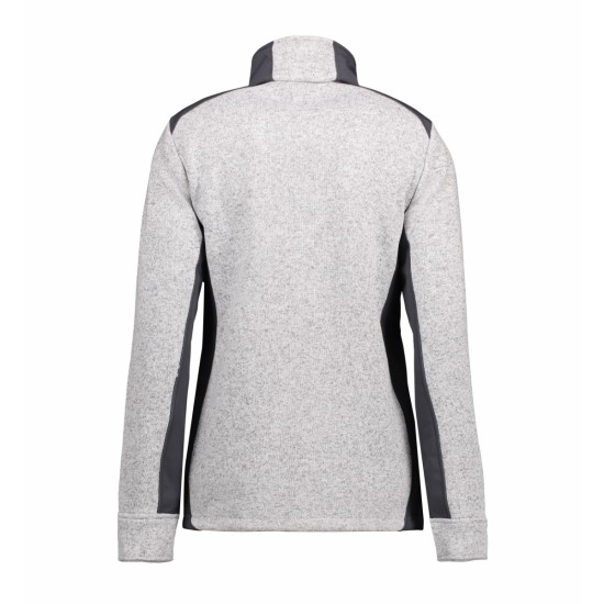 Куртка флісова жіноча ID з контрастними вставками та коміром-стійкою, колір сірий меланж - 0851210