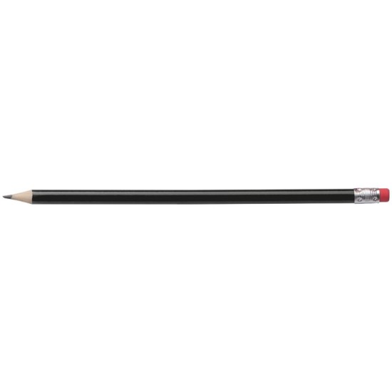 Олівець дерев'яний з гумкою, колір чорний - 1039303