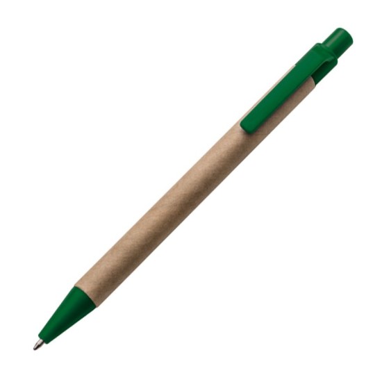 Ручка кулькова з переробленого картону, колір зелений - 1039709