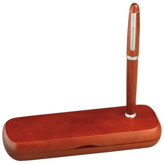 Набір з двох ручок в дерев'яному футлярі, колір коричневий - 1401601