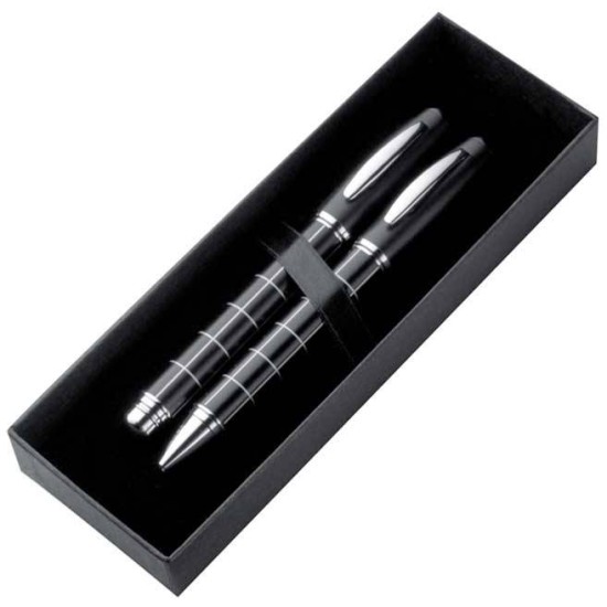 Набір з двох ручок, колір чорний - 1750903