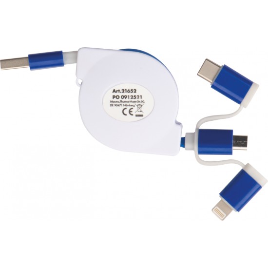 Подовжувальний зарядний кабель із 3 штекерами, колір синій - 2165204