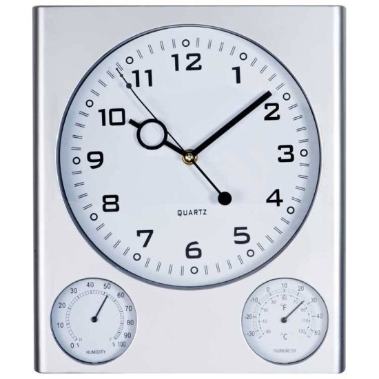 Настінний годинник з термометром і гідрометром, колір сірий - 4121307