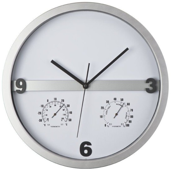 Годинники з термометром і гігрометром сірий - 4344907