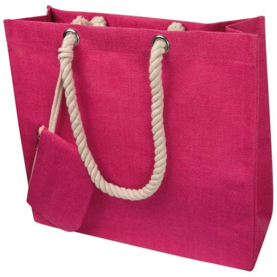 Джутовая сумка для покупок, колір рожевий - 6086511