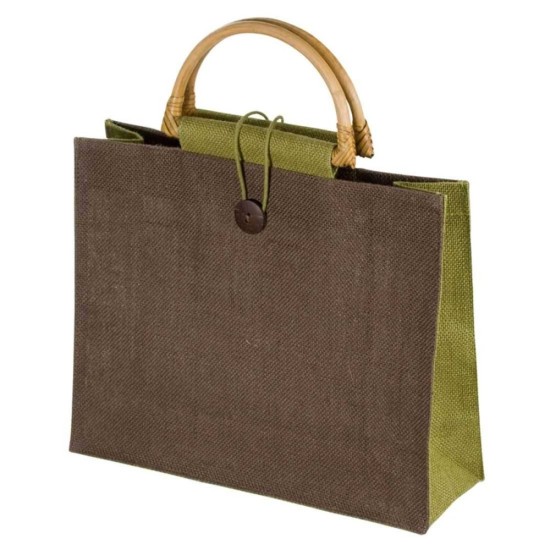 Еко-сумка з бамбуковими ручками, колір коричневий/зелений - 6753809