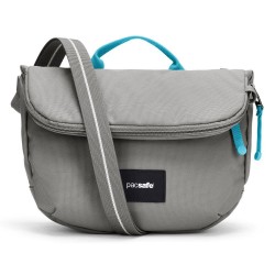 Сумка через плече антизлодій Pacsafe GO Saddle Crossbody, колір сірий/блакитний - 35140146