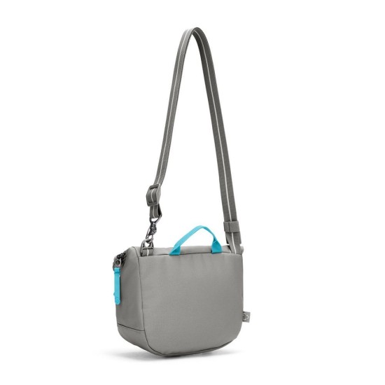 Сумка через плече антизлодій Pacsafe GO Saddle Crossbody, колір сірий/блакитний - 35140146