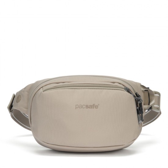 Сумка на пояс антизлодій Pacsafe V Hip Pack, колір бежевий/чорний - 60141237