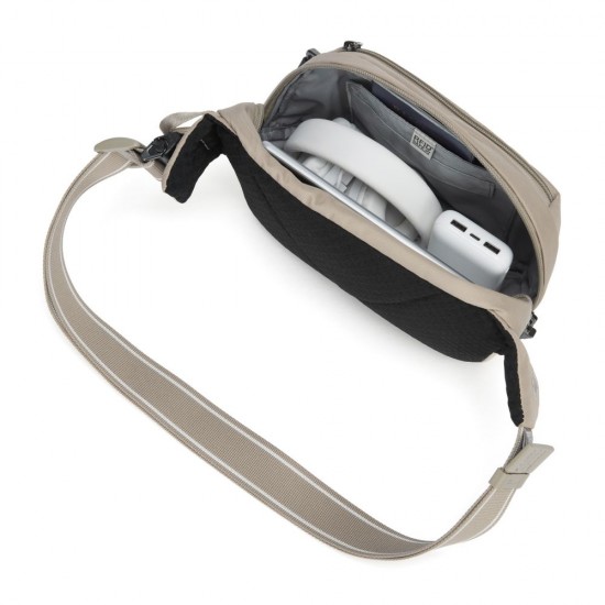 Сумка на пояс антизлодій Pacsafe V Hip Pack, колір бежевий/чорний - 60141237
