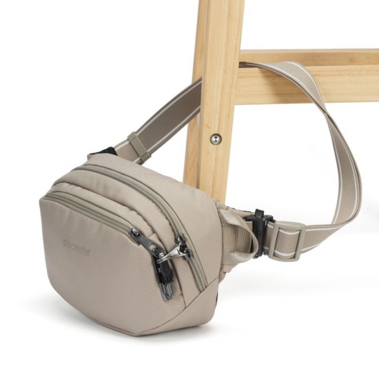 Сумка на пояс антизлодій Pacsafe V Hip Pack, колір бежевий/чорний - 60141237
