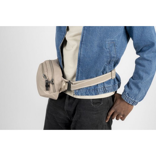 Сумка на пояс антизлодій Pacsafe V Hip Pack, колір бежевий/чорний - 60141237