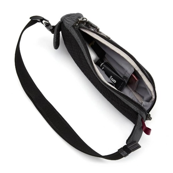 Сумка через плече антизлодій Pacsafe Vibe 150 Sling Pack, колір графітовий/чорний - 60161144