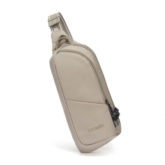 Сумка через плече антизлодій Pacsafe V Action Sling, колір бежевий/чорний - 60161237