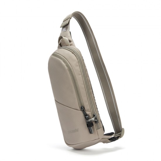 Сумка через плече антизлодій Pacsafe V Action Sling, колір бежевий/чорний - 60161237